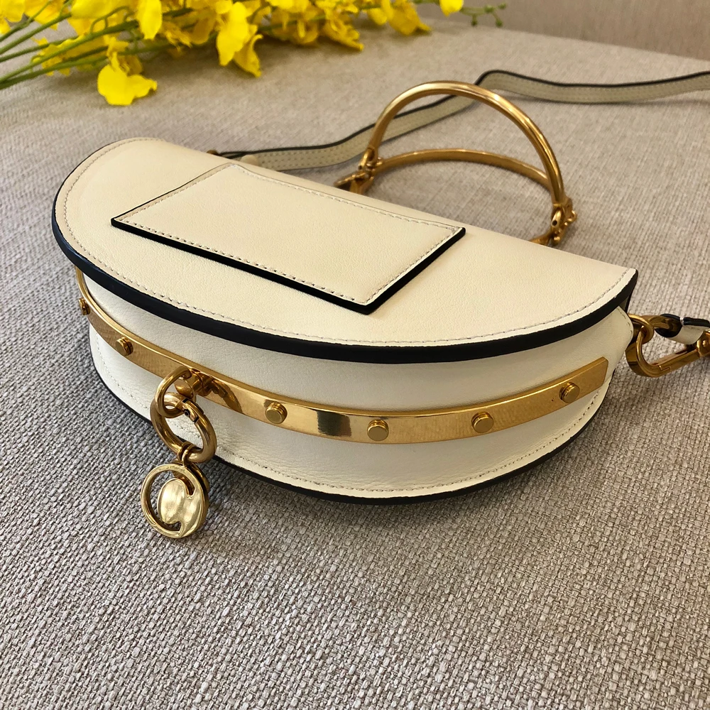  ALNEED 2019 Luxury Women Bag Brand Shoulder Bag Half Moon Handbag Fashion Crossbody Bag Genuine Lea - 32994266747