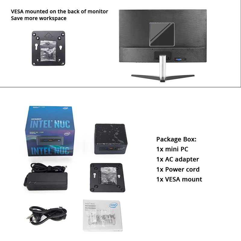 Intel NUC8i7BEH мини-ПК четырехъядерный i7-8559U до 4,5 ГГц Windows 10 Pro WiFi Bluetooth Thunderbolt 3 4k Поддержка 3 дисплея