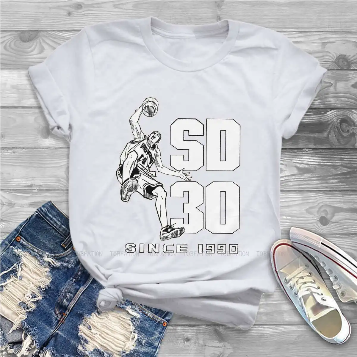 

30th Anniversary Female Shirts Slamdunk Sports Manga Loose Vintage Women Tshirts Harajuku Casual Feminine Blusas