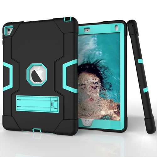 black mint green Бронированный Чехол для iPad Air 2 iPad 6, детский безопасный сверхмощный силиконовый чехол с прочной подставкой для iPad Pro 9,7 дюйма чехол для планшета+ ручка - Цвет: black mint green