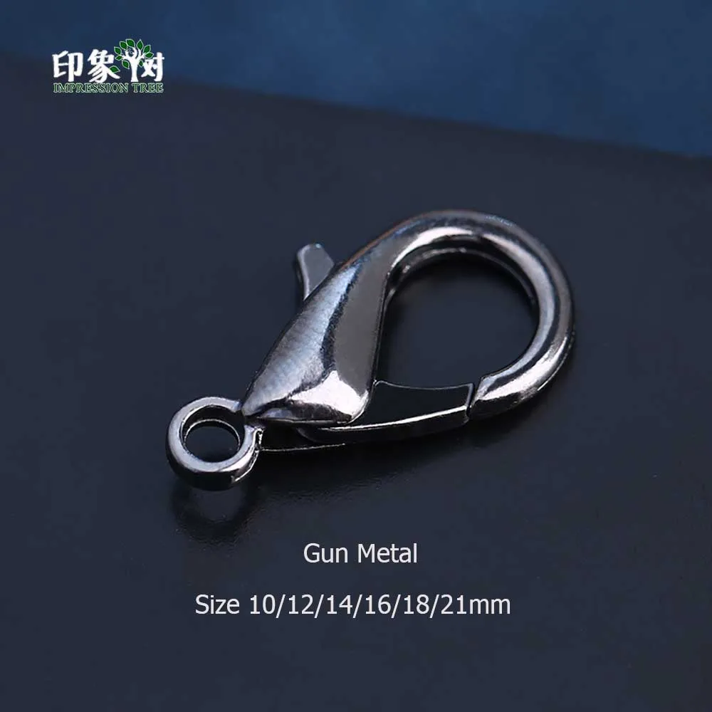 Gun Metal 1Pcs 1 шт. 10/12/14/16 мм цинковый сплав Застежками Омаров коготь, крючки, станок и мульти Цвет покрытием никель привести Cad Бесплатные DIY Изготовление, поиск ювелирных изделий 301 - Цвет: Gun Metal 1Pcs