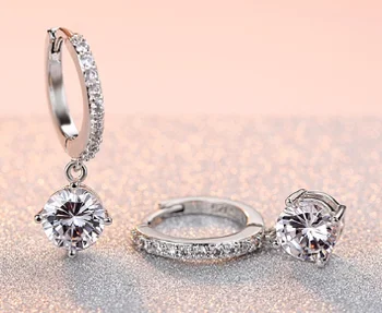 

UXN344 Glitter Earring 925 Sterling Silver Zirconia stone Female Engagement Jewelry