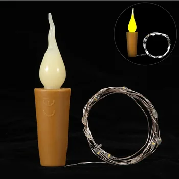 

10PCS 20 LED Candle Silver Wire Fairy Garland Bottle Stopper For Glass LED string lights Wedding Christmas Holiday Decoration