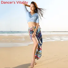 Одежда для танца живота, женская одежда для начинающих, топ с v-образным вырезом, шелковая юбка, восточные индийские танцевальные костюмы для выступлений и тренировок