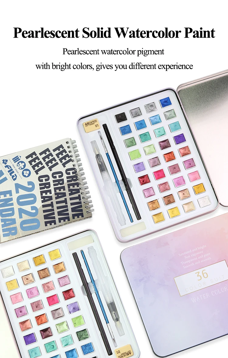 AOOKMIYA Multi Colors Golden 60 Colors Pearlescent Watercolor Set Text