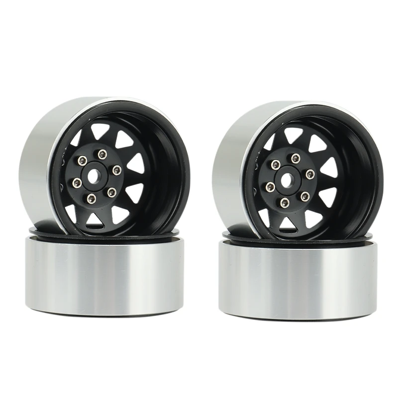 FDSF 4PCS Deep Dish Wagon 1.9 Metal Beadlock Wheel Hub Rim for 1/10 RC Crawler Axial SCX10 90046 TRX4 D90,4 