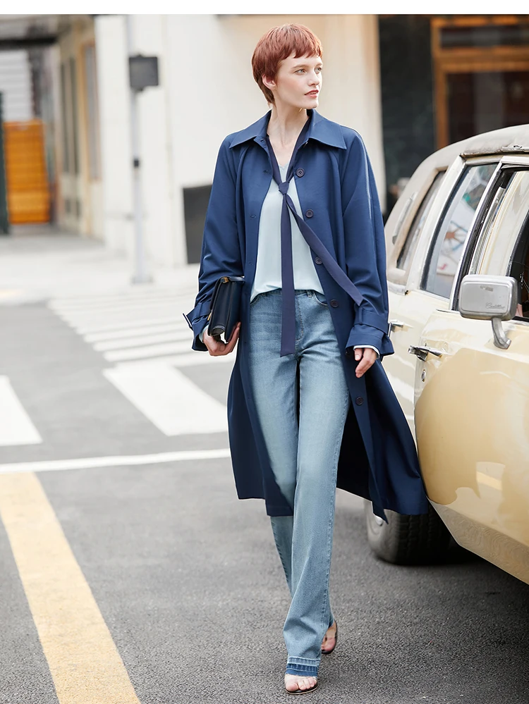 AMII Minimalism Summer Autumn Fashion Spliced Flare Women jeans Causal Cotton High Waist Ankel-length Female Jeans 12030139