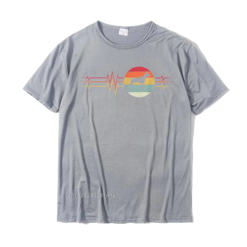 Funny Top T-shirts On Sale Crew Neck Normal Cotton Fabric Youth Tops Tees Personalized Short Sleeve Top T-shirts Retro Heartbeat Doberman Pinscher Dog Lifeline Vintage T-Shirt__5040 grey