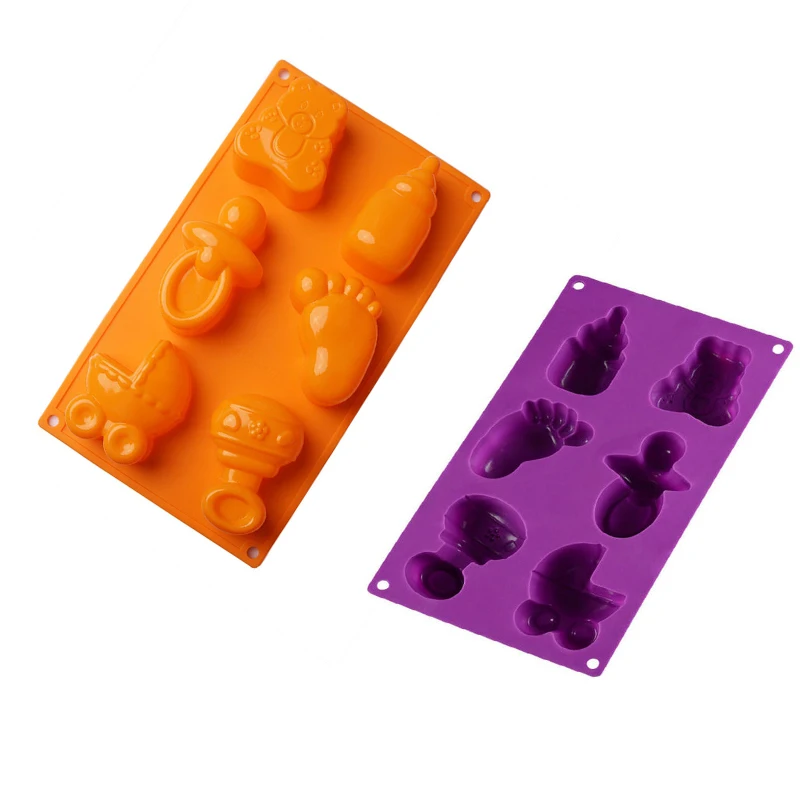 

DIY 6 Hole Baby Bottle Carriage Silicone Soap Mould Cake Candle Soap Kitchen Baking Mold Cake Tools