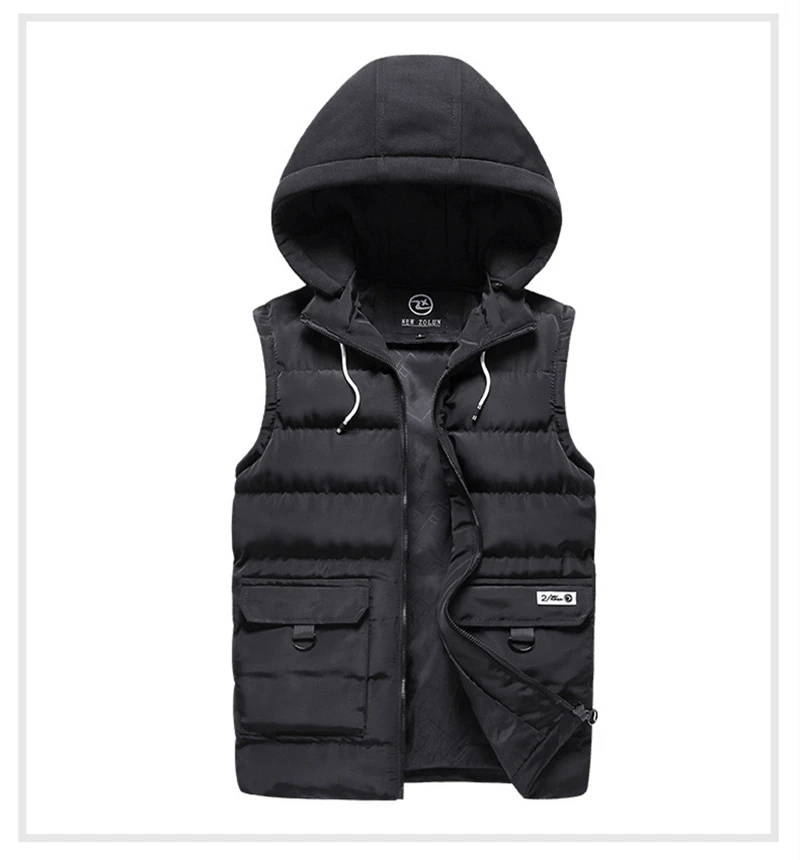 Men's Fashion Hooded Vest Casual Male Vest Winter Slim Fit Style Solid Color Mens Jacket Size M-4XL Hot Sale Clothes,9910