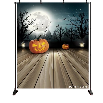 

Halloween full moon photography background Scary tree pumpkin lamp bat Photo Backgrounds Photophone Photo Studio
