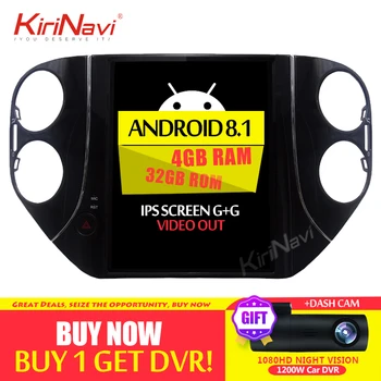 

KiriNavi 10.4" Vertical Screen 1Din Android 8.1 Car Dvd Multimedia Player For Volkswagen VW Tiguan Car Radio Auto Gps Navigation