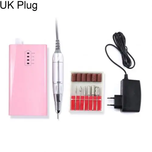 Pink UK Plug Профессиональный электрический полировщик для ногтей, шлифовальный сверлильный станок для ногтей, фрезерный станок для маникюра, педикюра, напильники, инструменты для остекления, набор станков - Цвет: Pink UK Plug