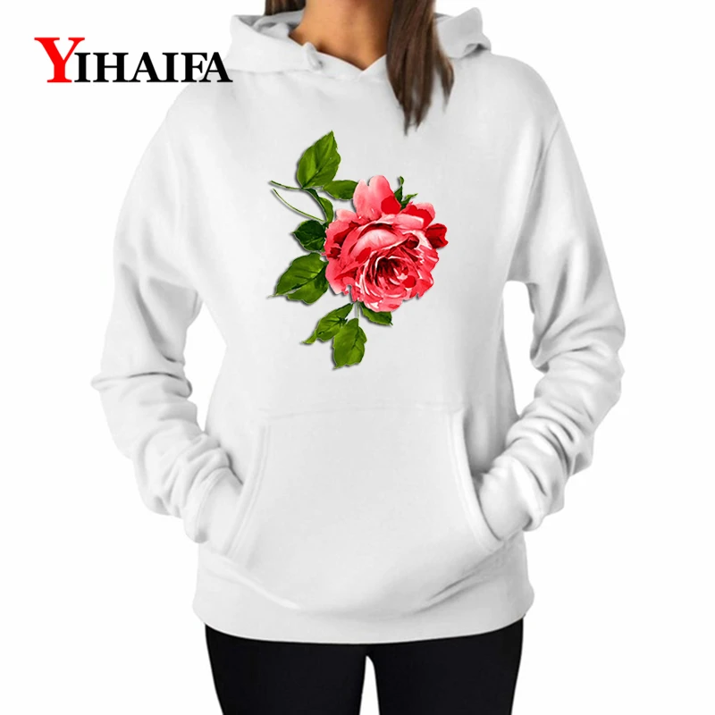

YIHAIFA Women Florals Printed itself Harajuku Hoodies Sweatshirt Hoode Pullover Female Blouse