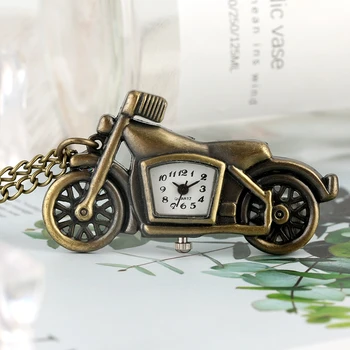 

Creative Motorcycle Pocket Watches for Men Vintage Bronze Thin Chain Pendant Necklace FOB Watch for Teenagers Racing Enthusiast