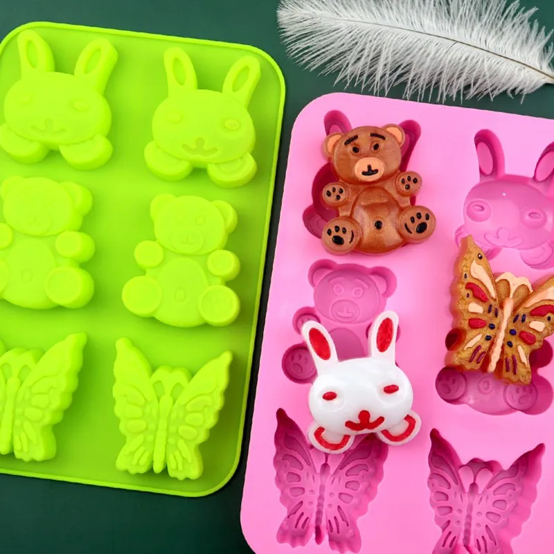 

Butterfly Bear Rabbit Shape Silicone Molds Cake Decorating Tools Chocolate Soap Mould Wedding Decoration