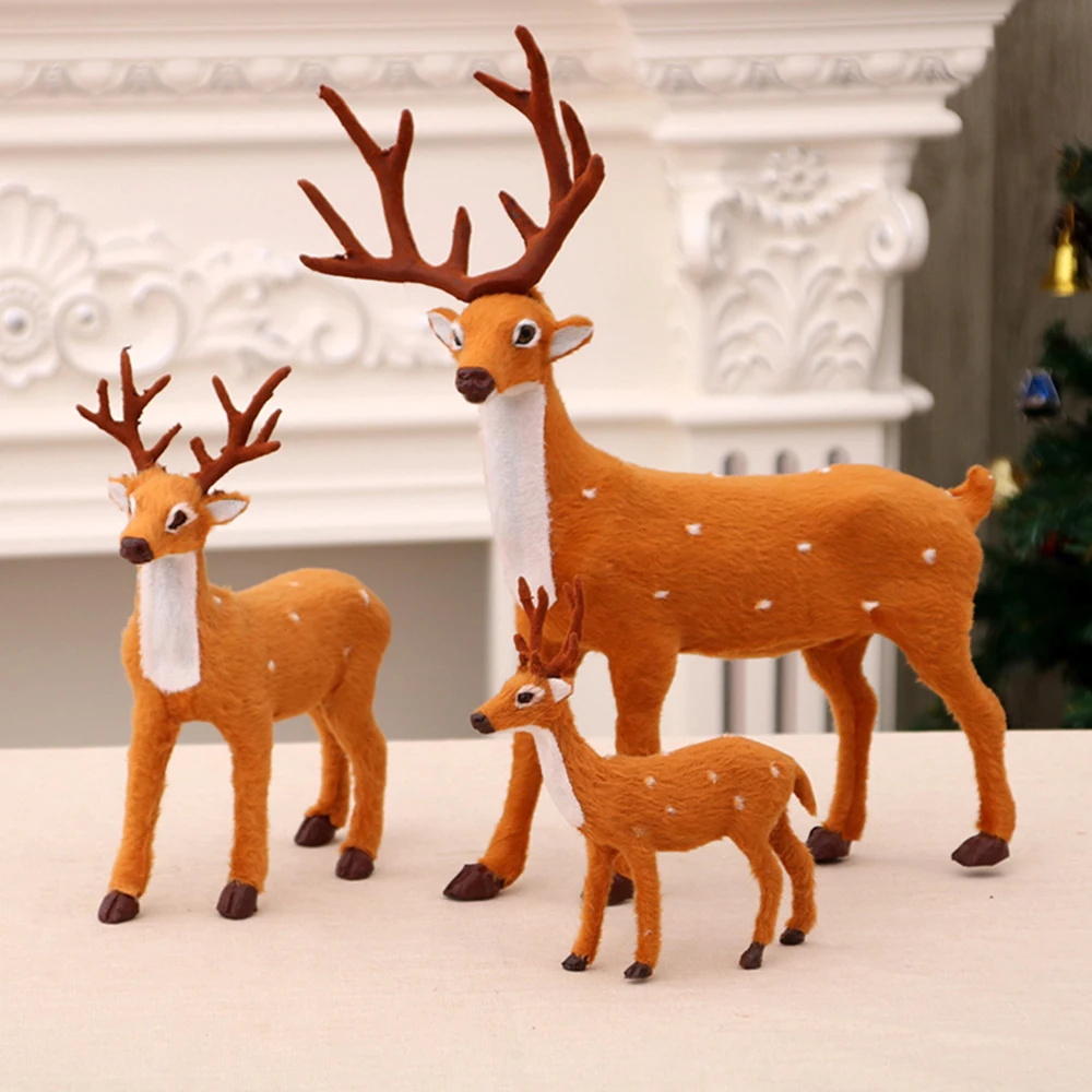 

3PCS Simulation Deer Christmas Decorations Deer Reindeer Standing Xmas Elk Tree Party Ornaments Decoration Props New Year Model