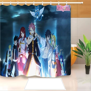 

High Quality Anime Fairy Tail 3D Printed Shower Curtains Bath Products Bathroom Decor with Hooks Waterproof 02