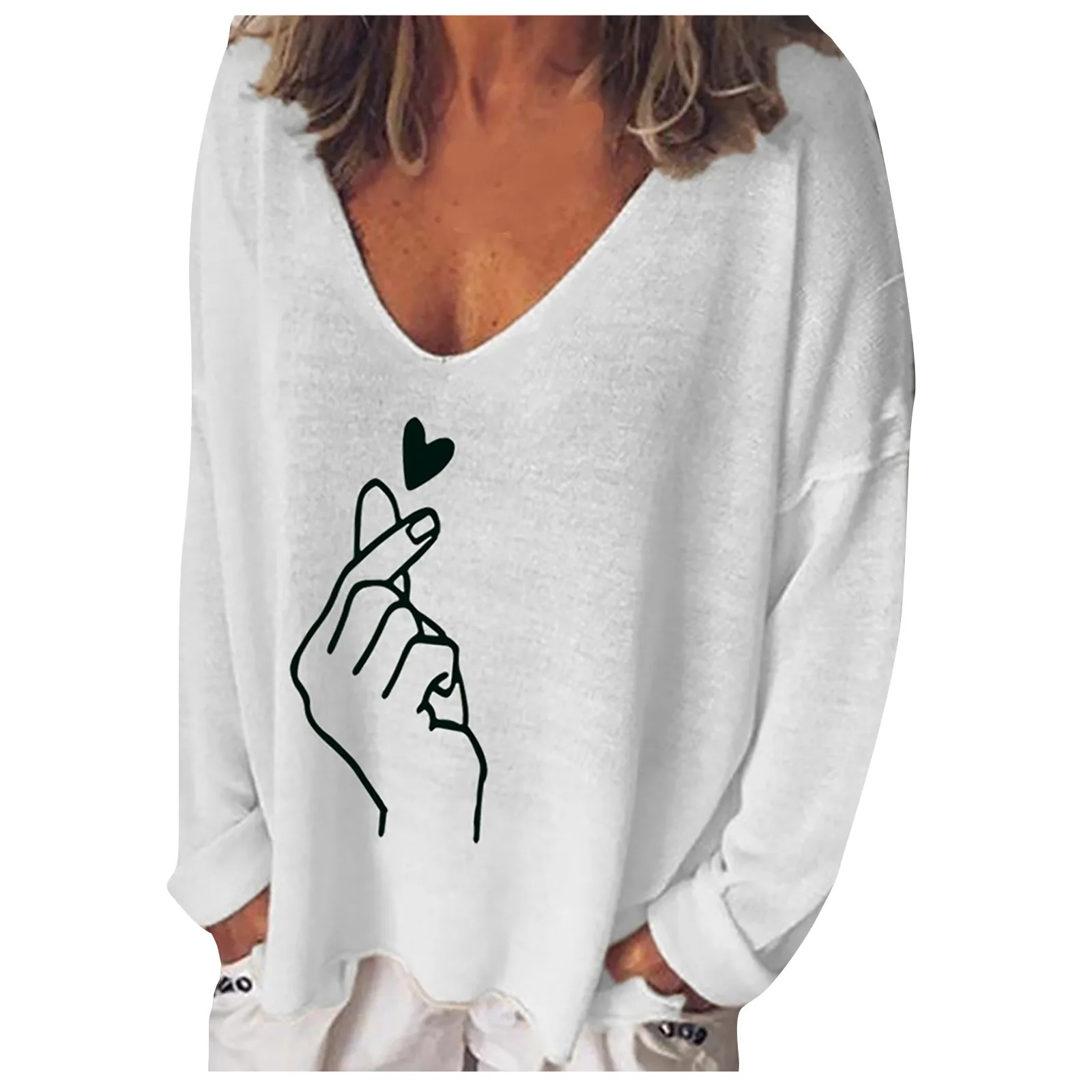 Fashion Blouse 2021 Women Fashion Casual Print V-Neck Loose Long Sleeve  Top Blouse Pullover blouses blusas mujer 2