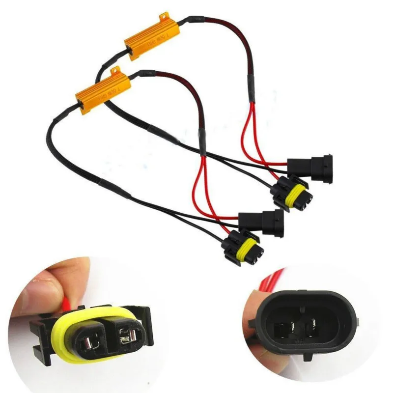 

2 PCS LED Gold Fixed Resistor H8 H11 LED DRL Fog Light 50W Load Resistor Error Free Decoder Cancel LED Fog Lamps Resistance Line