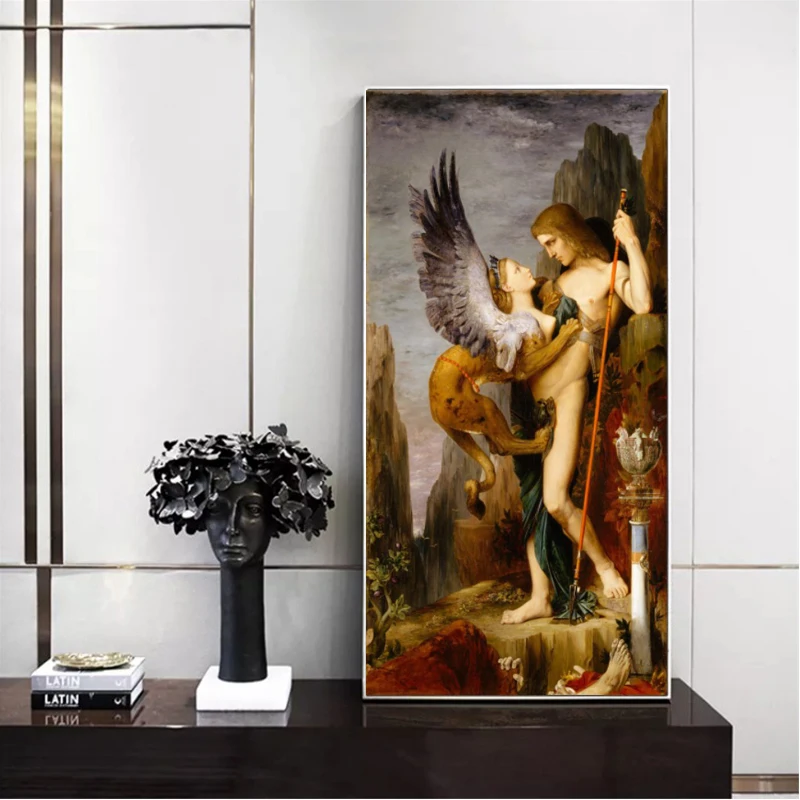 Эдипус и Сфинкс Густава Морроу напечатанное изображение картин маслом на холсте стены Искусство Знаменитые Картины для декора гостиной
