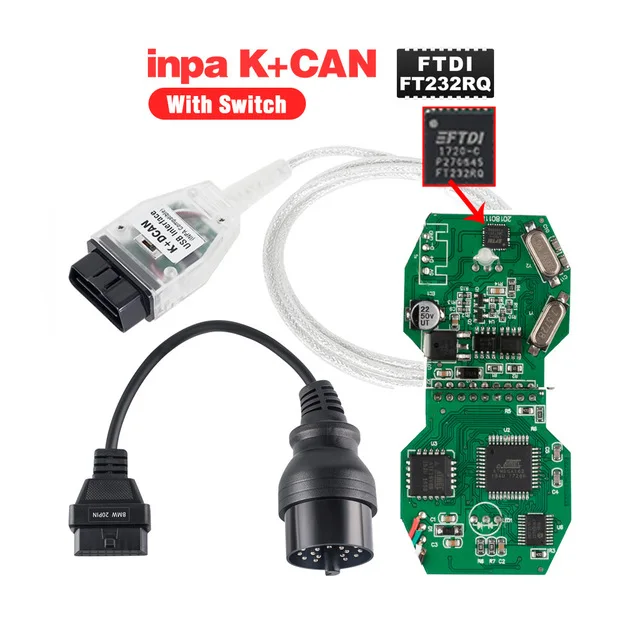 Для BMW INPA K+ CAN K CAN INPA с чипом FT232RQ с переключателем для BMW INPA K DCAN USB интерфейсный кабель с 20PIN кабелем для BMW - Цвет: inpa switch 20pin