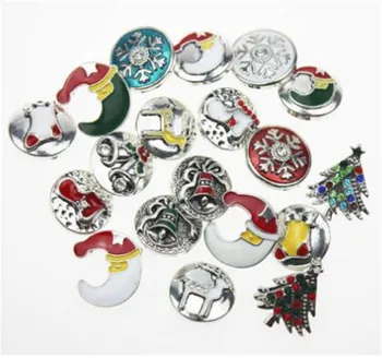 

50pcs/lot Mix Colors Christmas Snap Buttons set beads 18-20mm Fit DIY Snap Bracelets&Bangles Jewelry for woman