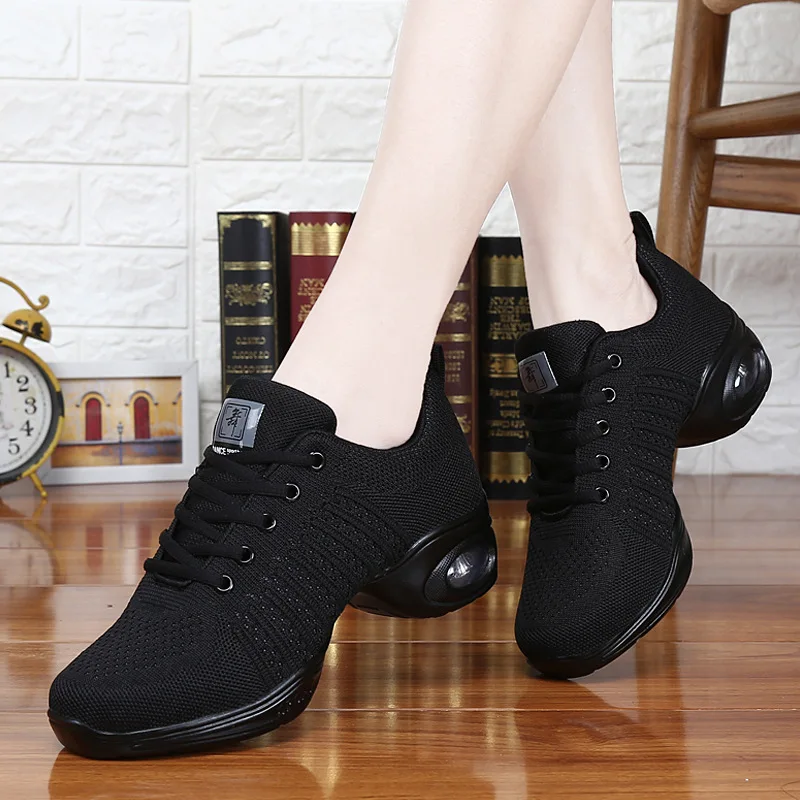 

2019 Spring And Autumn New Style Women's Fly-kit Mesh Breathable Modern Dance-Continuous Square Dance Shoes Extra High Dance Sho