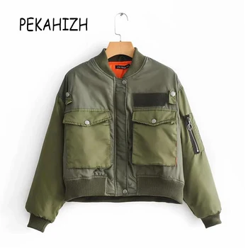 

autumn zipper army green bomber jacket Fashion womens jackets and coats 2019 Streetwear winter jacket female clothes