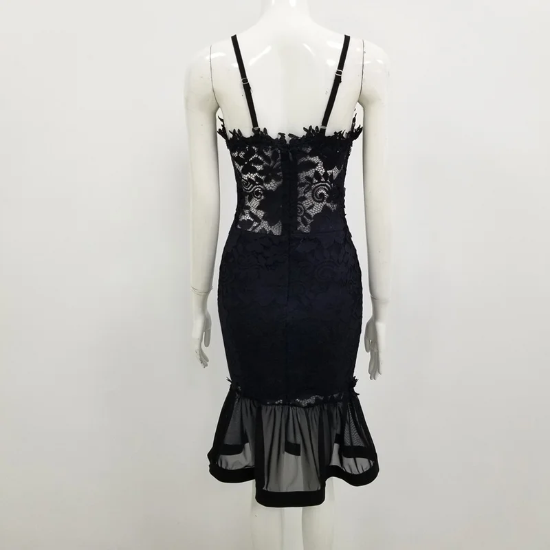 Высококачественное черное кружевное элегантное Бандажное платье из вискозы, вечерние платья для выпускного вечера, сексуальное платье