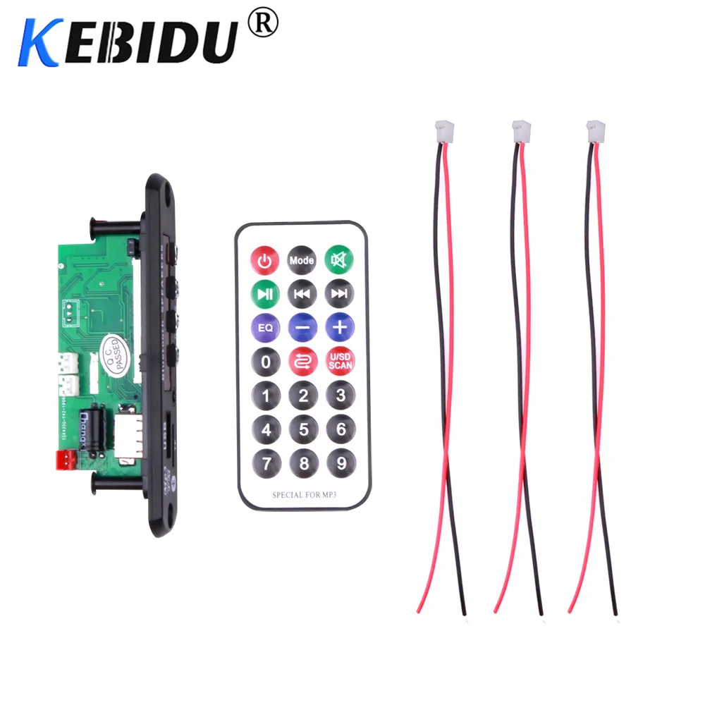 Kebidu Hands-free MP3 плеер декодер доска 5 в 12 В Bluetooth 5,0 6 Вт усилитель автомобиля модуль fm-радио Поддержка FM TF USB AUX рекордеры