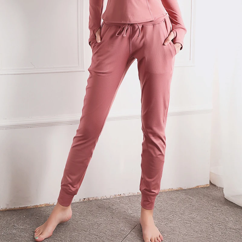 Pink BINAND, свободные спортивные штаны с карманами, высокая талия, штаны для фитнеса, бега, облегающие, для спортзала, для спорта, йоги, брюки для женщин, тренировочные брюки для девушек - Цвет: Pink