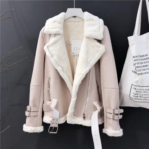 pink KMETRAM пальто из искусственного меха, зимняя куртка, Женское пальто из меха ягненка, Женская куртка, Корейская теплая парка, женская модная верхняя одежда, Manteau Femme MY - Цвет: pink