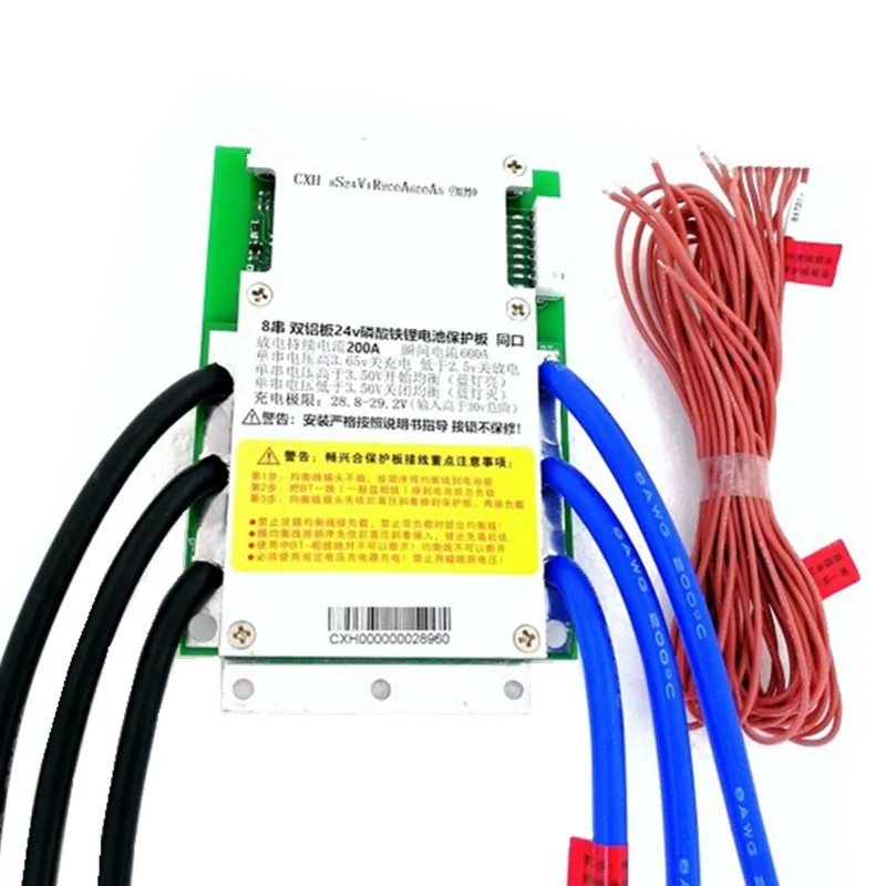 

continuous current 200A 8S Lifepo4 BMS 200A protection board single string 2.5-3.65v protection balance LED Light