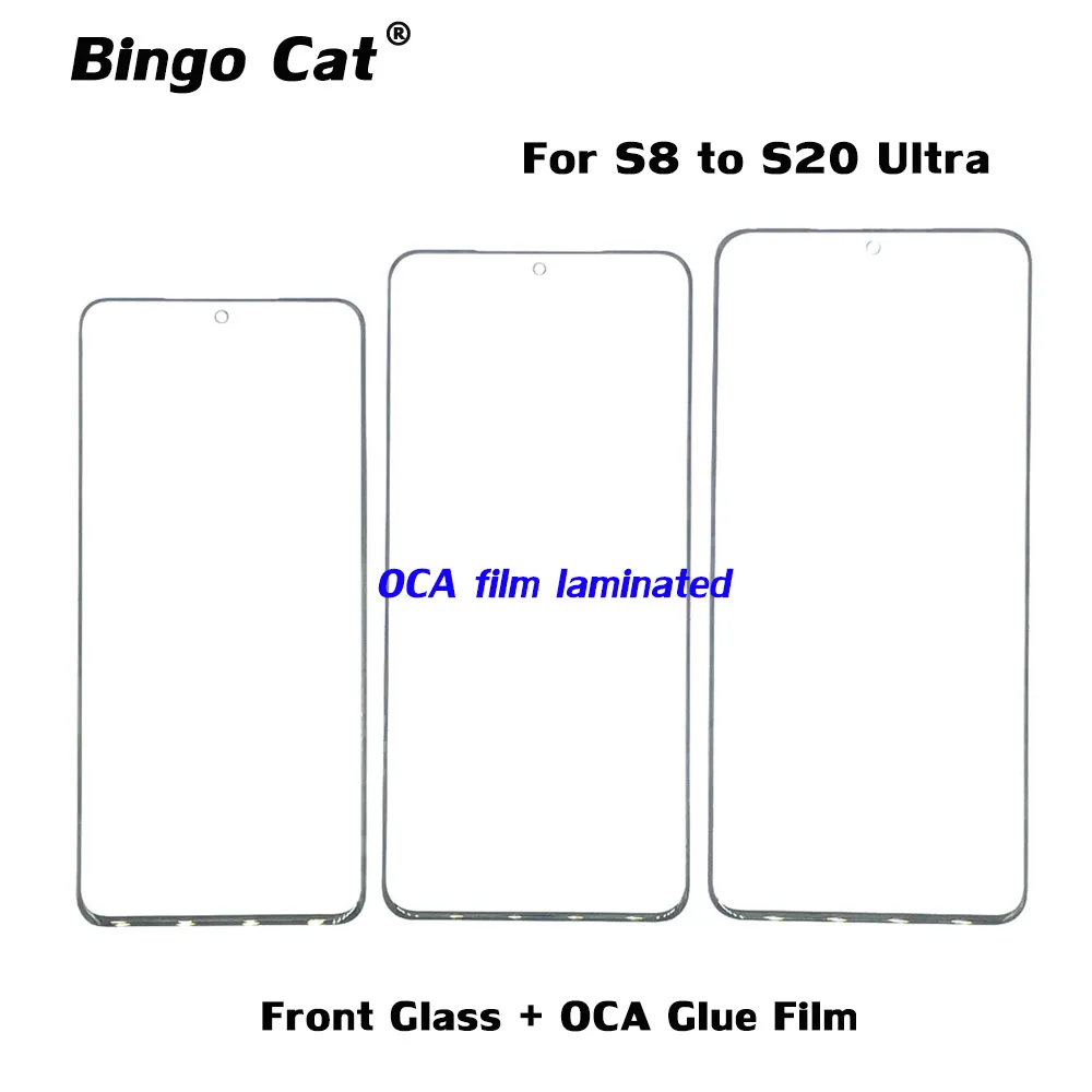 

5pc For Samsung Galaxy S8 S9 S10 Plus Note 20 Ultra 8 9 10 Plus LCD Front Touch Screen Glass with OCA Glue Adhesive Replacement