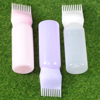 

3pcs Hair Dye Bottle Applicator Comb Dispensing with Graduated Scale Salon Hair Coloring Dyeing (White Purple Pink)
