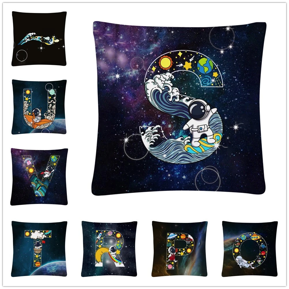 Astronaut Alphabet ABC Cartoon Pattern Soft Short Plush Cushion Cover  Pillowcase Home Sofa Car Decoration Pillowcase 45X45 Cm|Cushion Cover| -  AliExpress