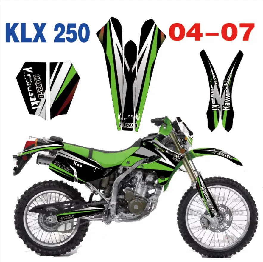 3m наклейки KLX250 KL250X по индивидуальному заказу мотоцикл Графический Stickser комплект для Kawasaki KLX 250 250KLX 2003 2004 2005 2006 2007