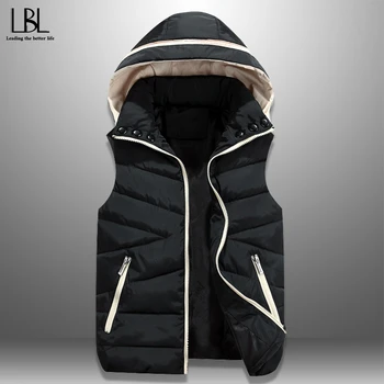 

Vest Men New Stylish 2019 Autumn Warm Sleeveless Jacket Casual Men's Winter Waistcoat Padded Vest Fashion Coats Hat Detachable