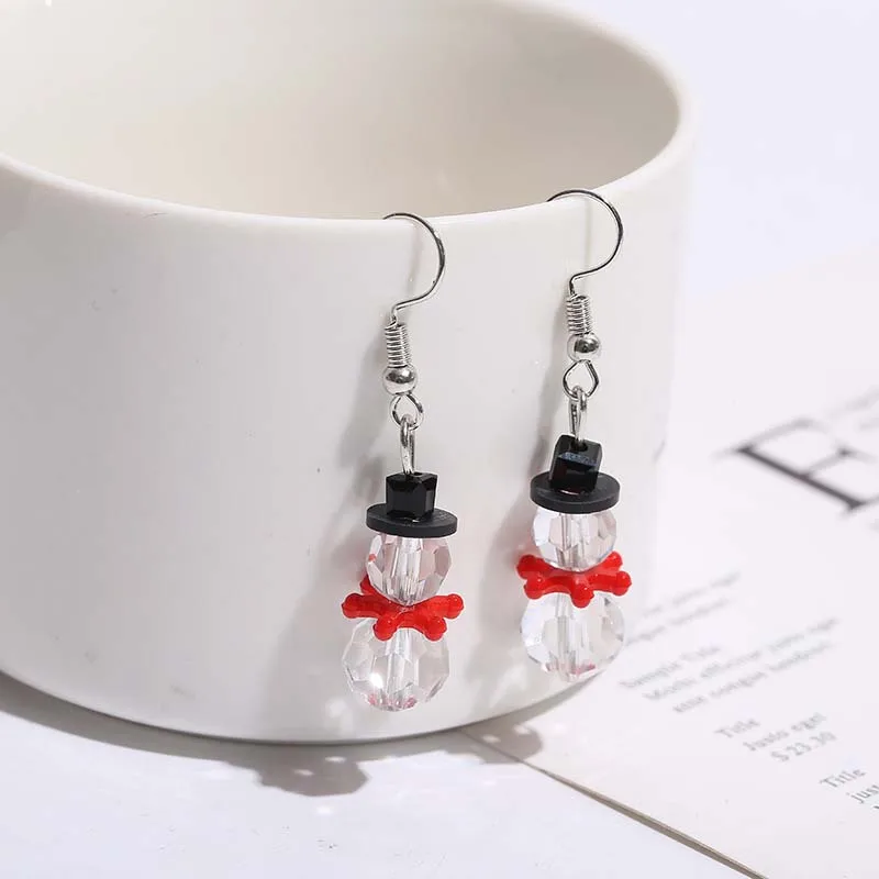 New Christmas Earrings Crystal Snowman Jewelry Christmas Tree Stud Earring For Women Creative Party Accessories Girl Gifts