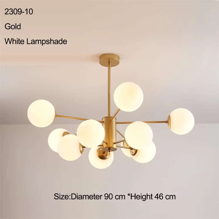 10 light white Стеклянная светодиодная лампа, современный дизайн, люстра, потолочный светильник для гостиной, спальни, столовой, светильник, Декор для дома, светильник ing 12 s - Цвет абажура: 10 light white