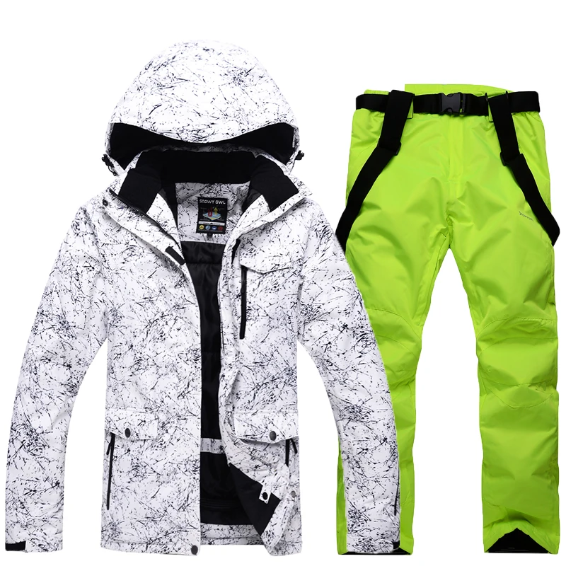 Плотный теплый лыжный костюм для мужчин и женщин зимний ветрозащитный водонепроницаемый лыжный сноуборд куртка брюки костюм мужской размера плюс 3XL - Цвет: 4