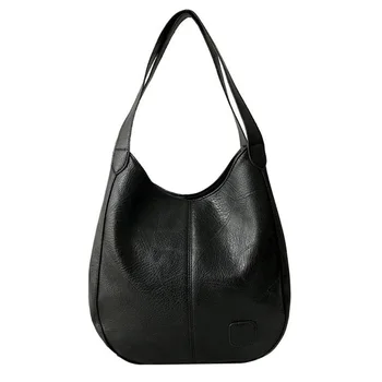 

Fashion Casual Soft Leather Stitching Shoulder Bag Large Capacity Tote Bag Shopping Travel Handbag