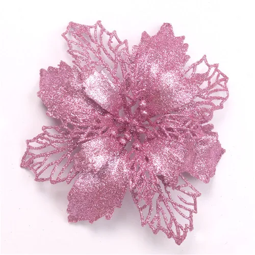 16CM pink 15 шт. 11 см/16 см/27 см Рождественский цветок высокого качества рождественские цветы декоративный искусственный цветок золотые серебряные елки украшения - Цвет: 16CM pink