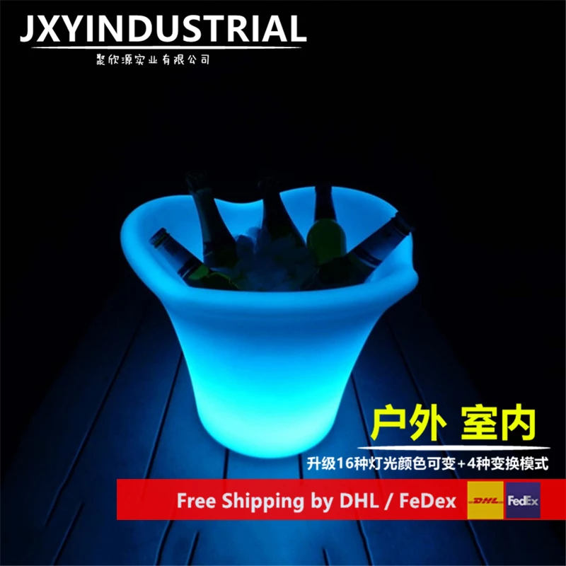 JXYINDUSTRIAL водонепроницаемый пластиковый светодиодный ведро для льда цветные бары для ночных клубов светодиодный светильник для шампанского пивные ведра