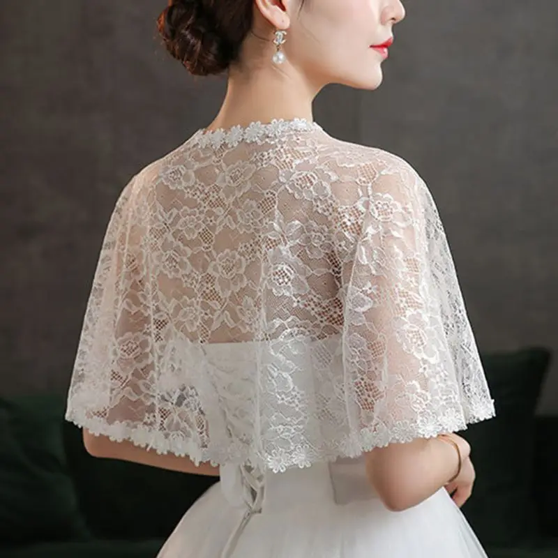 White Elegant Multi Layer Tulle Shawl Wedding Wrap Bridal Seersucker Short Coat 