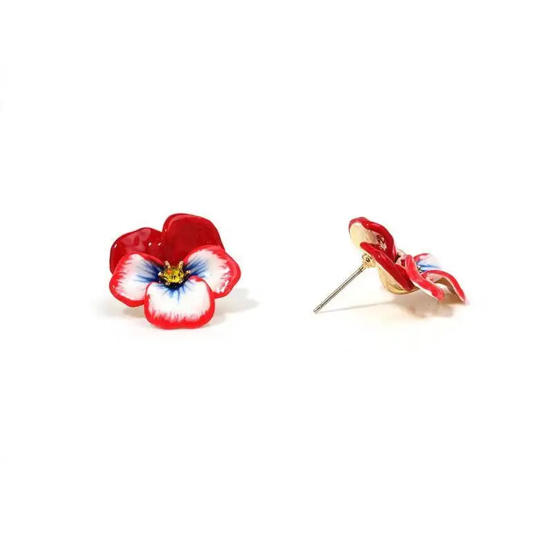 stud earring 1 Amybaby ручной работы Эмаль глазури Цветок анютины глазки женские Цепочки и ожерелья серьги-гвоздики, серьги, браслет, брошь в виде ювелирных изделий для вечерние - Окраска металла: stud earring 1
