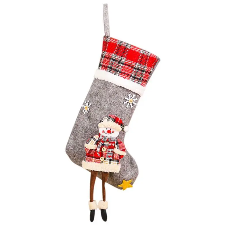 Кукольные чулки Санта-Клауса, Рождественский Декор, яркие носки, Подарочный держатель, Сумка с подвесными петлями, Рождественская елка, камин, сезонное украшение - Цвет: B