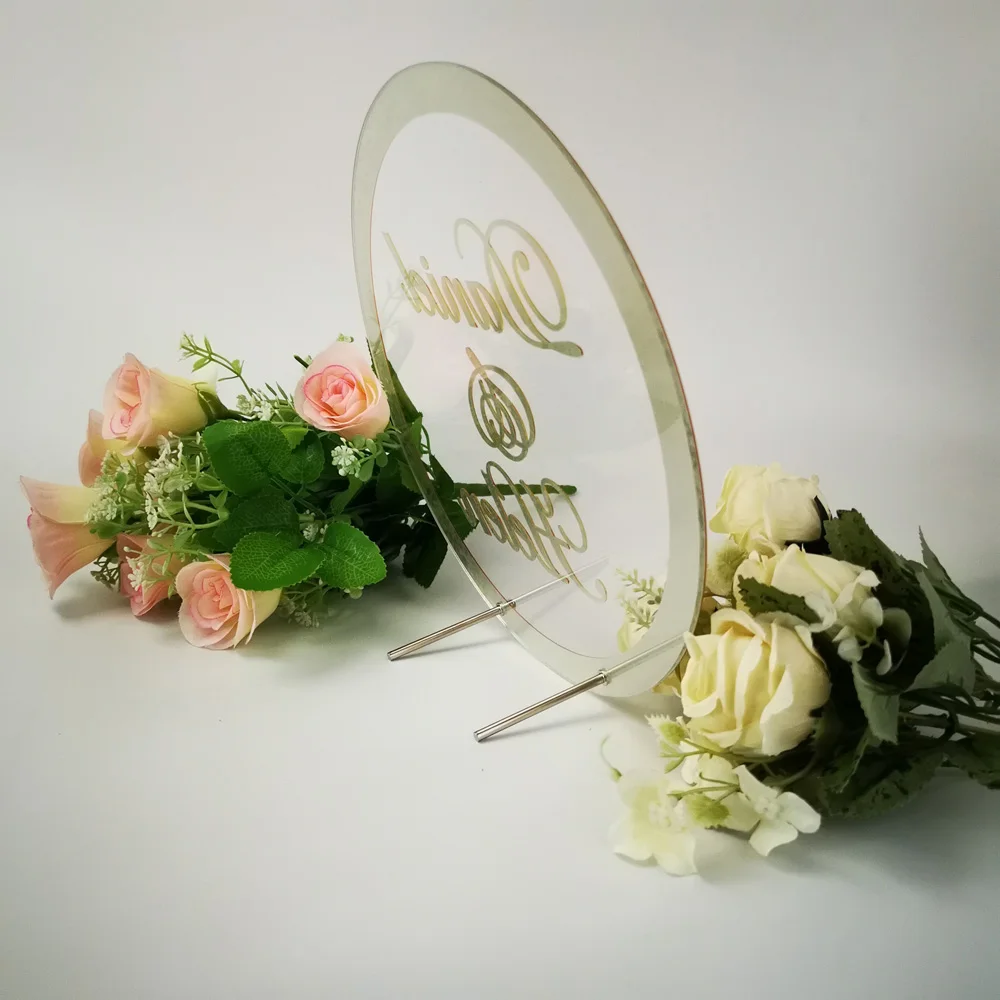 Custom Wedding Name sign  Round Frame Mirror Acrylic Sticker Babyshower Word Sign Circle Shape Party Decor, as Guests Favor Gift (5)