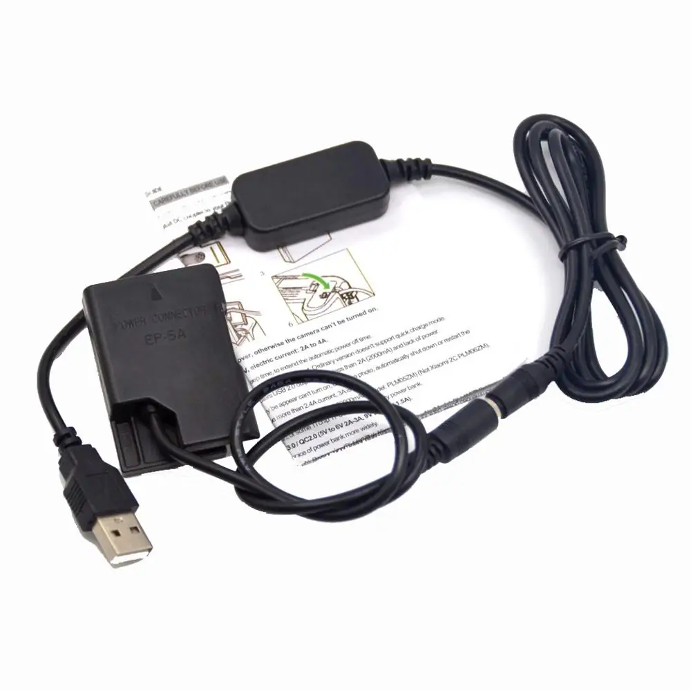 EH-5A USB Power Adapter Cable+EP-5A DC Coupler EN-EL14 Dummy Battery For Nikon P7800 P7700 P7100 D5600 D5500 D5100 D3400 D3300
